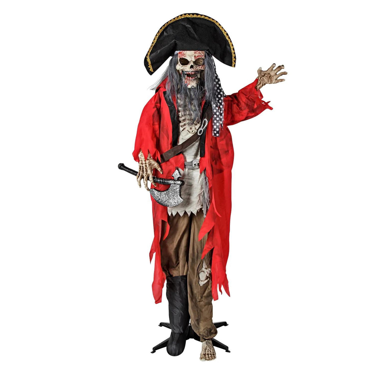 6 Ft. Pirate Skeleton Animated Prop Standing Halloween Decoration