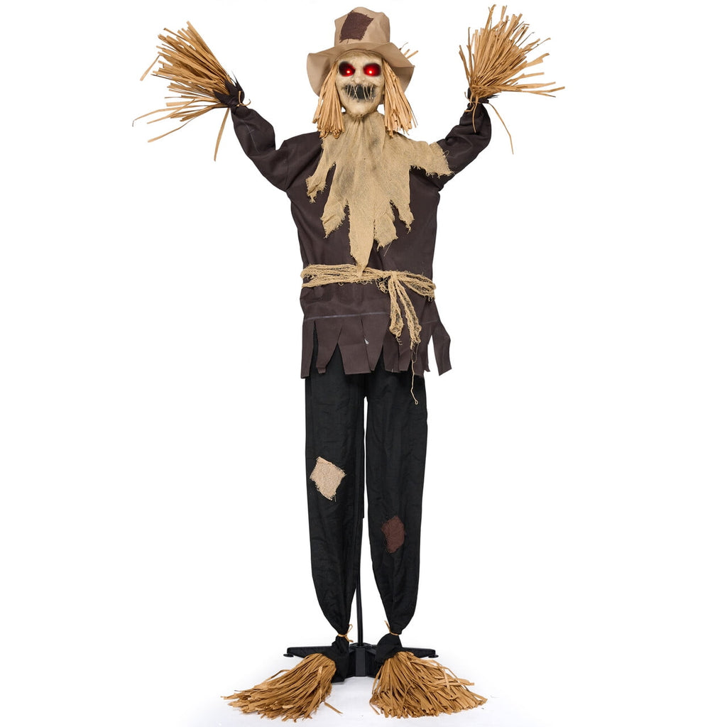 Joyfy 67"(5.6ft) Standing Ghost Large Halloween Decorations Outdoor, Sound-Actived Skeleton with Glowing Eyes & Creepy Sound, Scary Halloween Life Size Animatronics, Haunted House Props for Yard Lawn