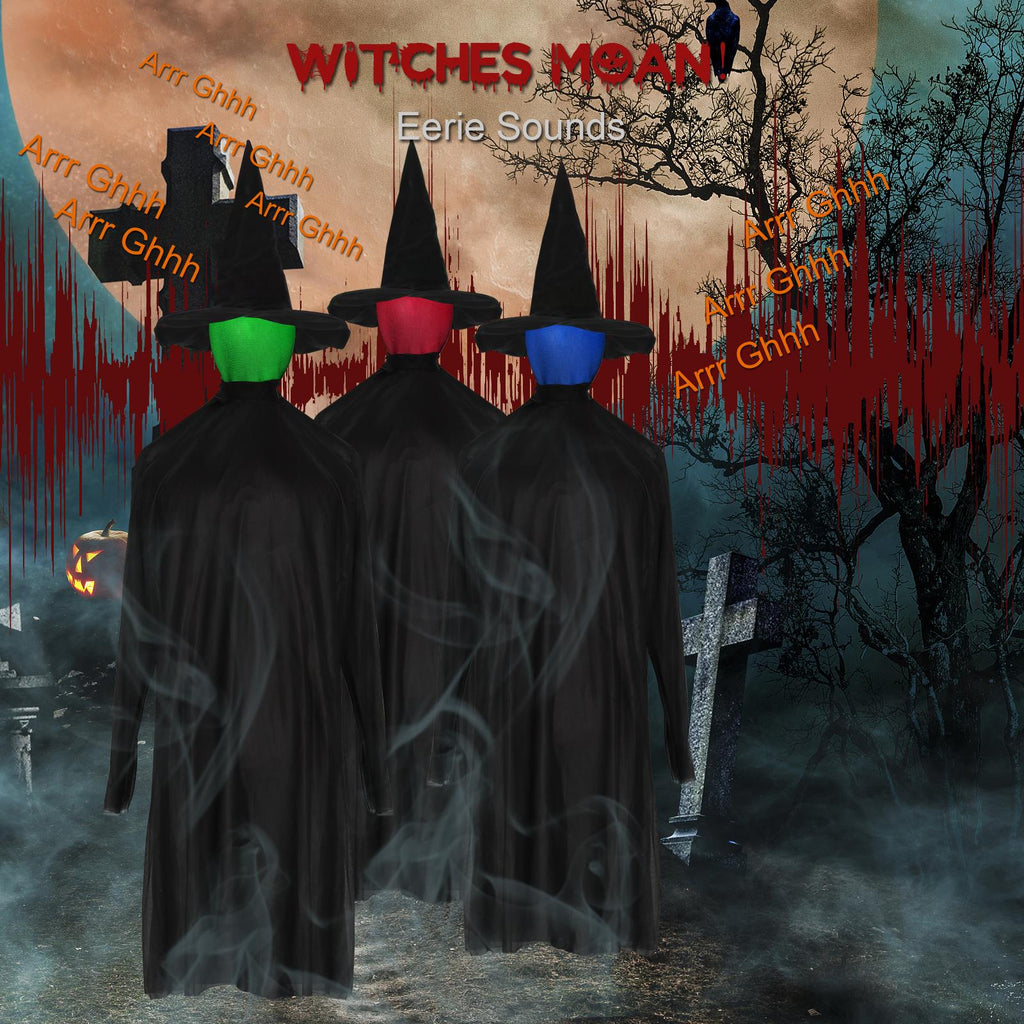 Zimtwon 5.2ft Halloween Decorations Halloween Witches Halloween Props Sorcerers Animated Wicked Sound LED Lighted Glowing Head