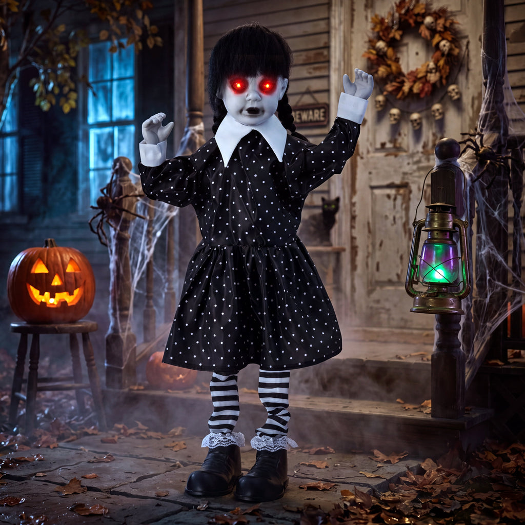 Joyfy 67"(5.6ft) Standing Ghost Large Halloween Decorations Outdoor, Sound-Actived Skeleton with Glowing Eyes & Creepy Sound, Scary Halloween Life Size Animatronics, Haunted House Props for Yard Lawn
