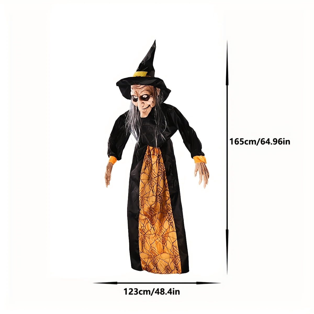 Halloween animated witch with sound and light effects (AAA batteries not included), perfect for haunted house decoration, voice-activated witch party horror hangings, Halloween escape props