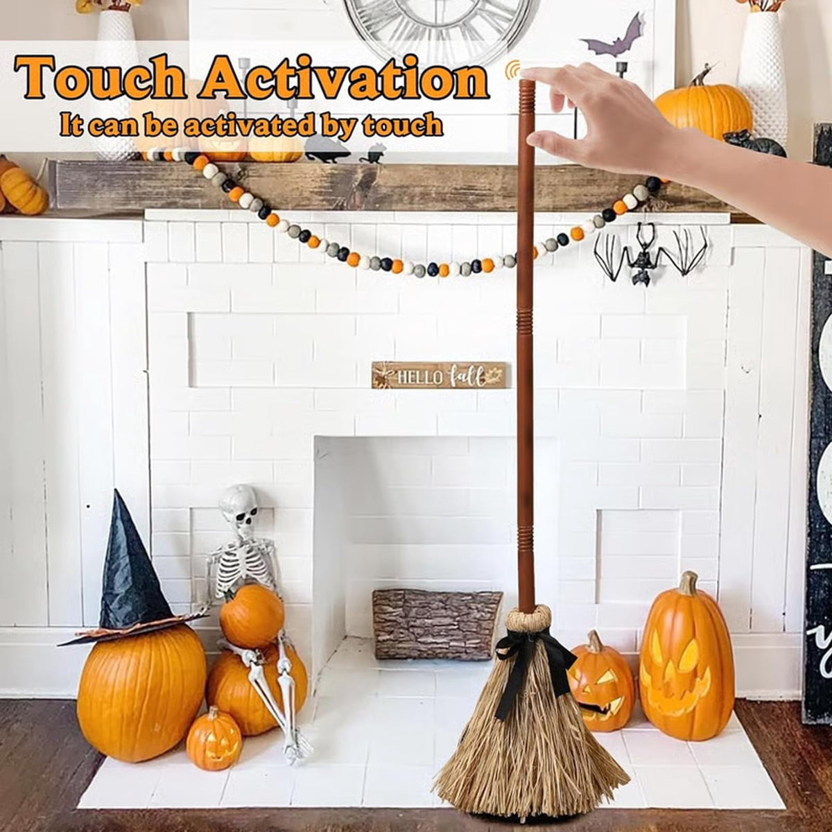 Halloween Dancing Magics Broom, 38" Animated Witch Broom with Spooky Sounds Moves for Haunted Party Decor with Spooky Sounds Halloween Decorations Indoor