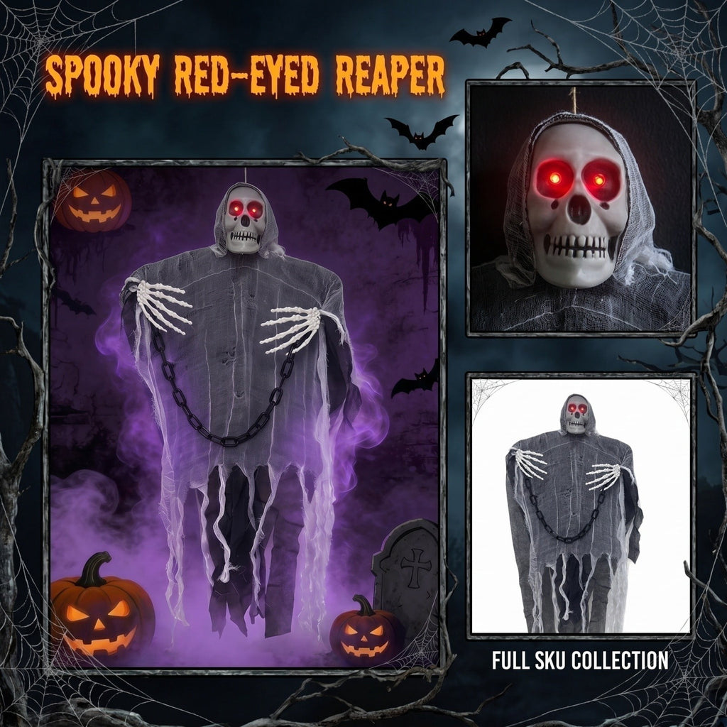 Animated Hanging Skeleton Halloween Prop with LED Light and Sound Control for Indoor Outdoor Party Decoration Halloween Outdoor Decorations
