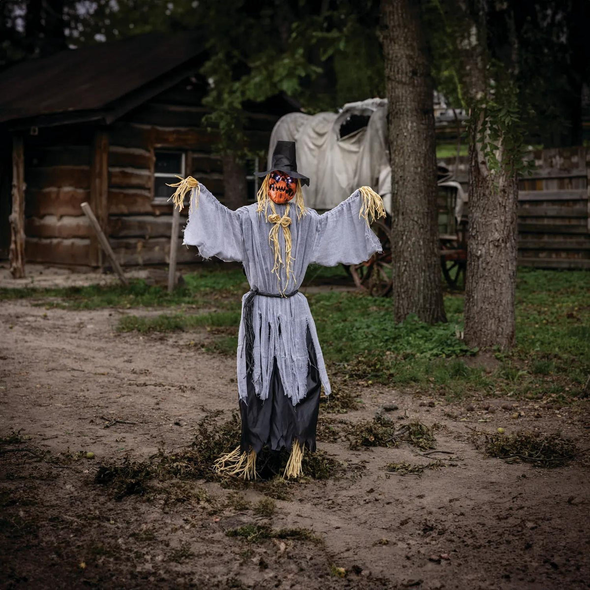 5 Ft. 8" Animated Head Turning Pumpkin Scarecrow Halloween Decoration