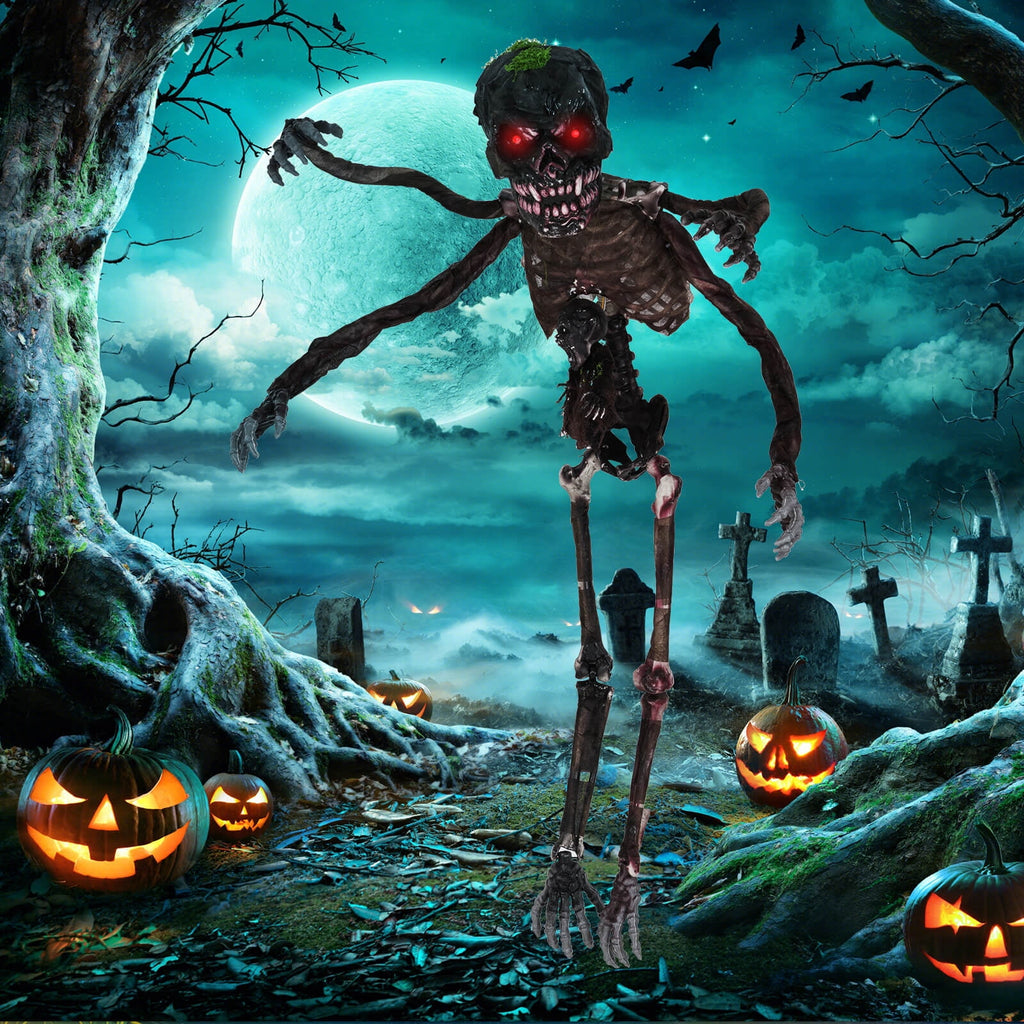 Costway 6 FT Animated Halloween Decoration Hanging Zombie Light-up Eyes Poseable Arms