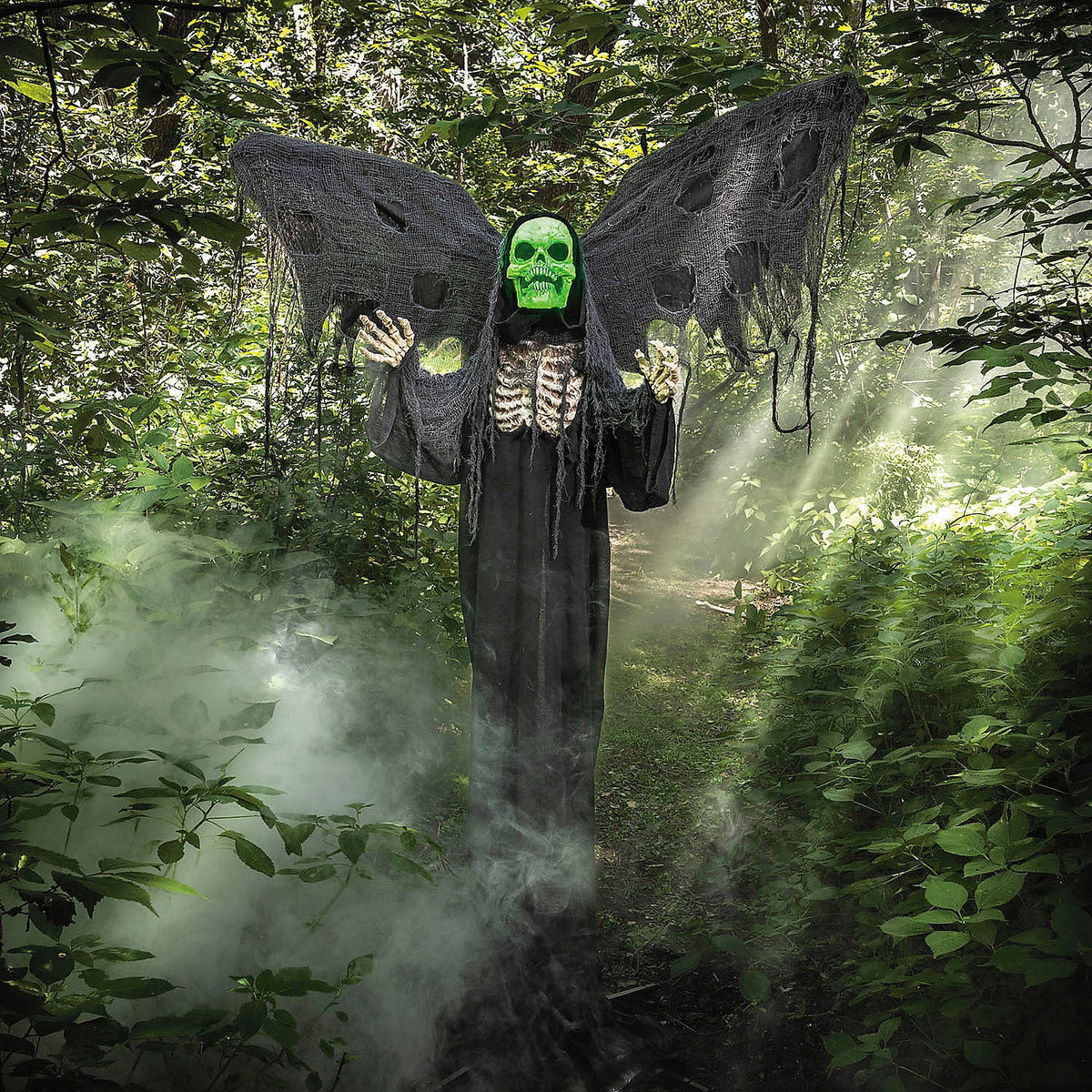 5 Ft. 6" Standing Skeleton Reaper with Animated Wings Halloween Decoration