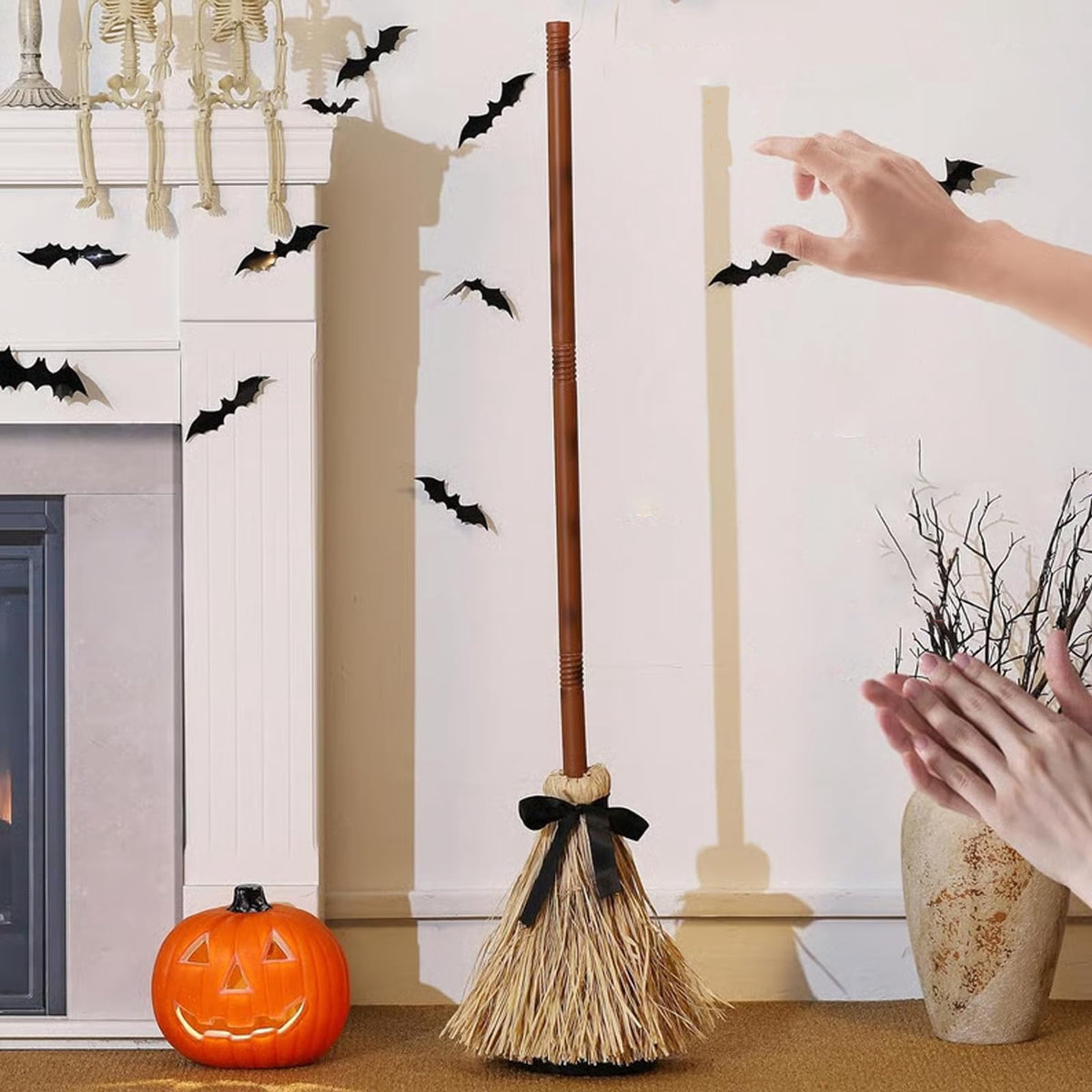 Halloween Dancing Magics Broom, 38" Animated Witch Broom with Spooky Sounds Moves for Haunted Party Decor with Spooky Sounds Halloween Decorations Indoor