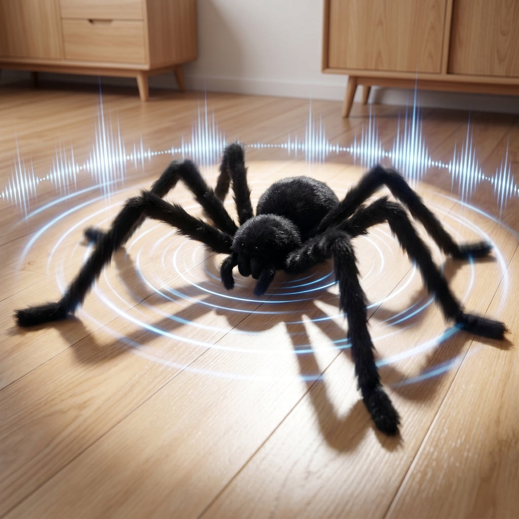 geerera 29.5" Sound-Activated Animated Spider, Large Black Fuzzy Moving Halloween Prop, Crawling Scary Toy for Indoor Party, Doorway & Yard Party Decor